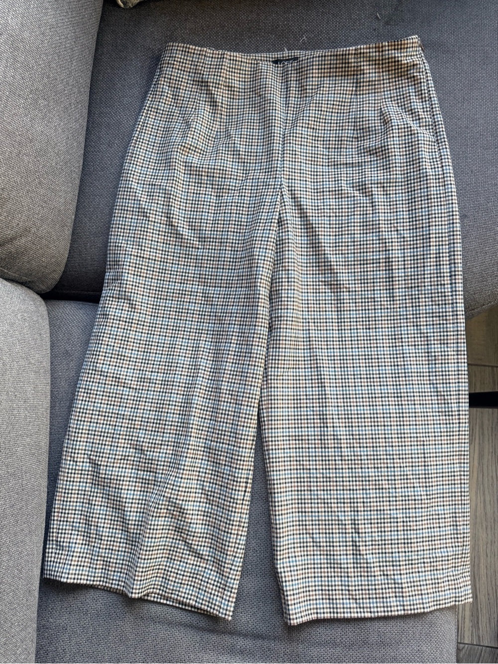 Loft like new High-Waist Checkered Wide-Leg Pants in plaid